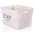 thumbnail image 2 of Canvas Storage Basket Rectangular with Handles 7.5''x16''x12.25'', Household Storage For Blankets, Towels, Toys - White Canvas, Cat Toys Print - 3 Pack, 2 of 8