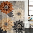 thumbnail image 3 of Burnt Orange Grey Black Flower Waterproof Fabric Shower Curtain,Spring Floral Botanical Waterproof Fabric Shower Curtain for Bathroom Curtains Bathtubs Shower Curtains with 12 Hooks Small 36x78in, 3 of 8