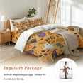 thumbnail image 7 of Halloween Bedding Duvet Cover Set Twin Size 4 Pieces Abstract Ghost Pumpkin Bat Yellow Backdrop Bedding Set with Zipper Closure, 1 Comforter Cover 68x86 Inches 1 Flat Sheet & 2 Pillow Cases, 7 of 7