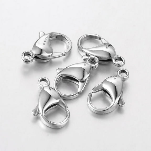 316 Surgical Stainless Steel 5 pc Tarnish Resistant 316 Surgical Stainless Steel Lobster Claw Clasps Manual Polishing Stainless Steel color 19x12mm Hole: 2mm