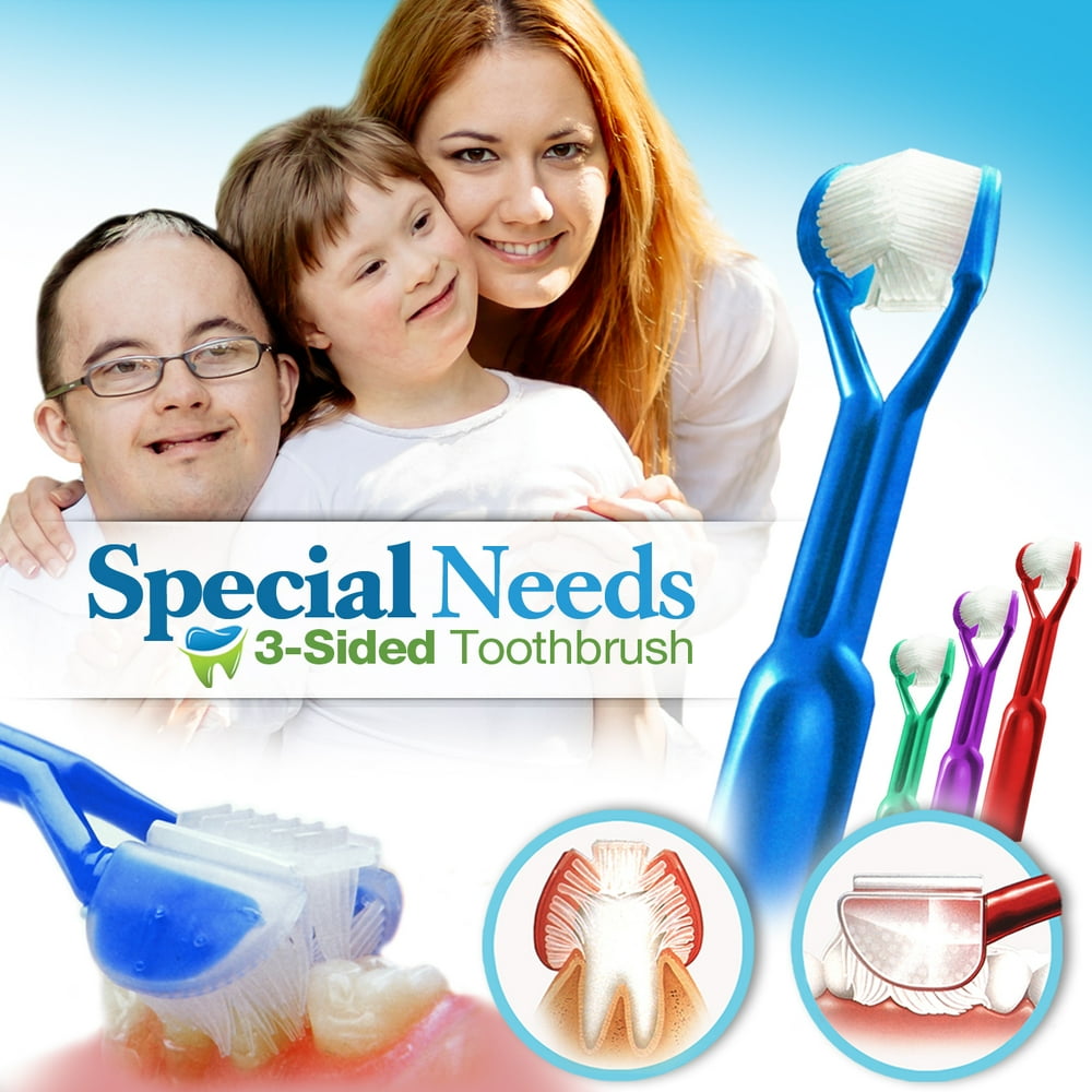 DenTrust SPECIAL NEEDS 3-Sided Toothbrush :: 4 PK :: Wrap-Around Design ...