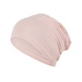 thumbnail image 2 of MSJUHEG Head Scarves for Chemo,Turbans,Hair Scarf,Chemo Headwear,Head Wraps,Pleated Bottom Small Hat Silk Cotton Headscarf Hat Headscarf Pink One Size, 2 of 3