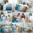 thumbnail image 5 of Brown Blue Bedding Duvet Cover Set Queen Size 4 Pieces Gradient Wood Grain Farmhouse Retro Striped Bedding Set with Zipper Closure, 1 Comforter Cover 90x92 Inches 1 Flat Sheet & 2 Pillow Cases, 5 of 7