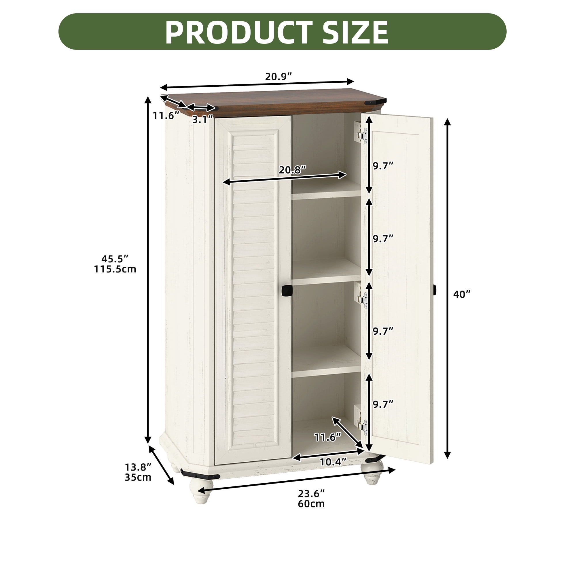 Uforic 45.5"H Wood Garage Cabinet with Doors & Adjustable Shelves for Living Room Bathroom, White