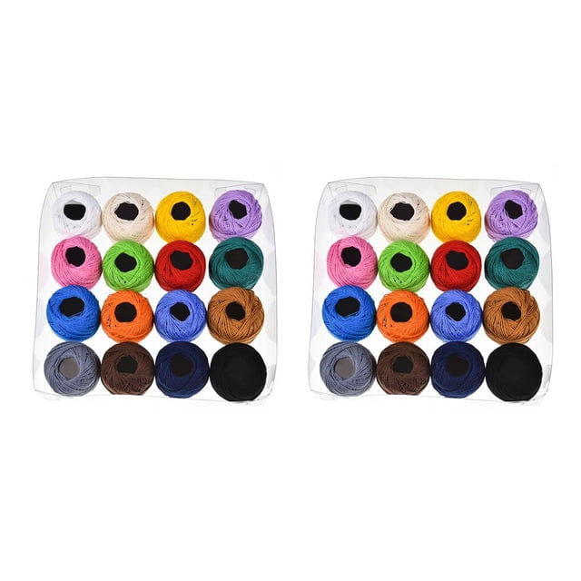 Injueey Bolas de hilo de algodón de ganchillo de 16 colores, punto de cruz, bordado a mano, hilos de tejer color sólido 2piezas Injueey CBP105322