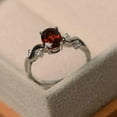 thumbnail image 2 of HeartsAndYou 1ct Natural Garnet Diamond Solitaire Round Wavy Accent Ring 14k SOLID White Gold, 2 of 8