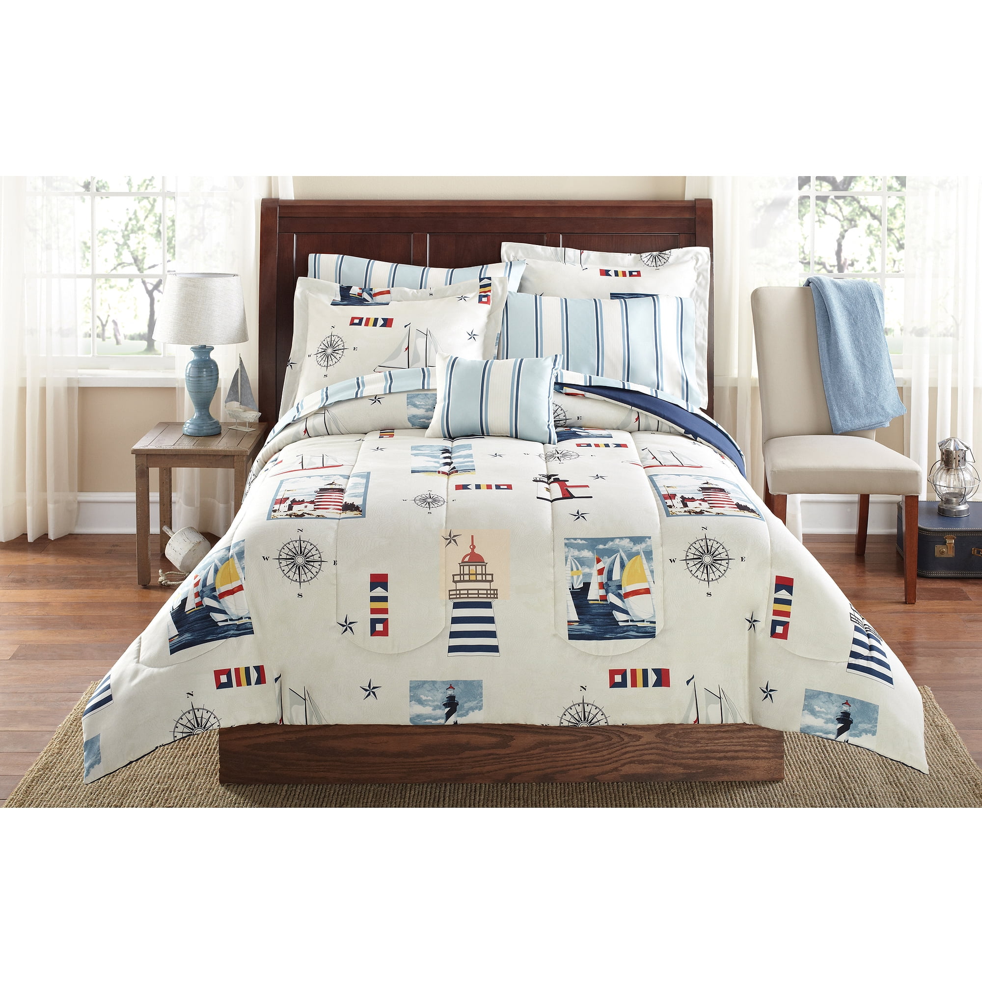 Mainstays Lighthouse Bed In A Bag Coordinated Bedding Twin Twin