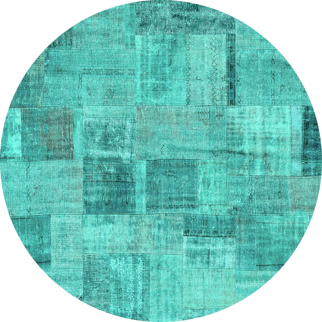 Ahgly Company Indoor Round Patchwork Turquoise Blue Transitional Area ...