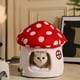 thumbnail image 4 of Cama corta de felpa para gatos, colchón de aire, casa para gatos con hongos, cueva semicerrada, cálida, con forma de planta, tapete extraíble y lavable, ideal para gatos de interior y perros pequeños,, 4 of 7