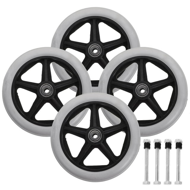 TAILTOSS Roues de Fauteuil Roulant Gris Pièces de Rechange pour Fauteuil Roulant PVC Lot de 4