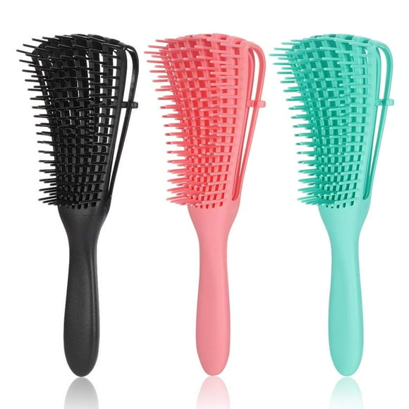 3 Pack Detangling Brush for Curly Hair, ez Detangler Brush Hair Detangler, Afro Textured 3a to 4c Kinky Wavy for Wet/Dry/Long Thick Curly Hair, Exfoliating for Beautiful and Shiny Curls