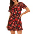 thumbnail image 1 of Easygdp Tomato Camisón de manga corta para mujer, informal, estampado, 1 of 6