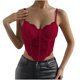 thumbnail image 2 of Camisola de poliéster con espalda descubierta y perspectiva de gasa de malla de color sólido para mujer, 2 of 5