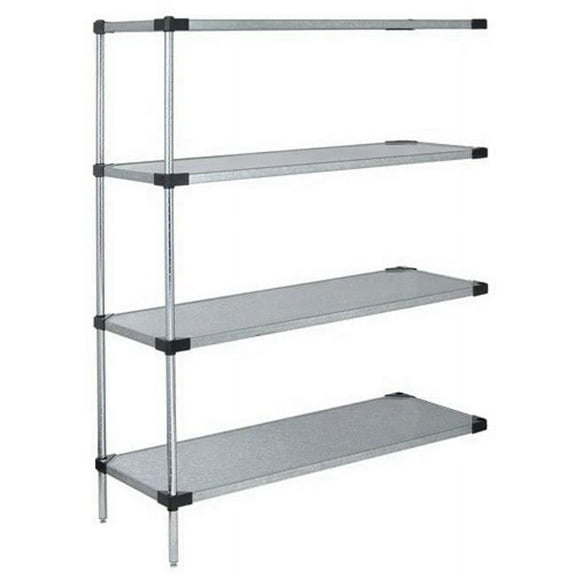 Solid Shelving 4-Shelf Add-On Units, Stainless Steel - 18 x 24 x 86 in.