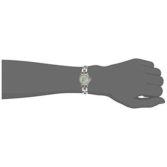 Disney TK2020 Tinkerbell Reloj de pulsera de dos tonos con esfera plateada con rayos de so Accutime Accutime
