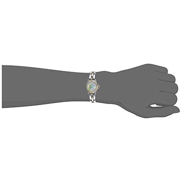 Disney TK2020 Tinkerbell Reloj de pulsera de dos tonos con esfera plateada con rayos de so Accutime Accutime