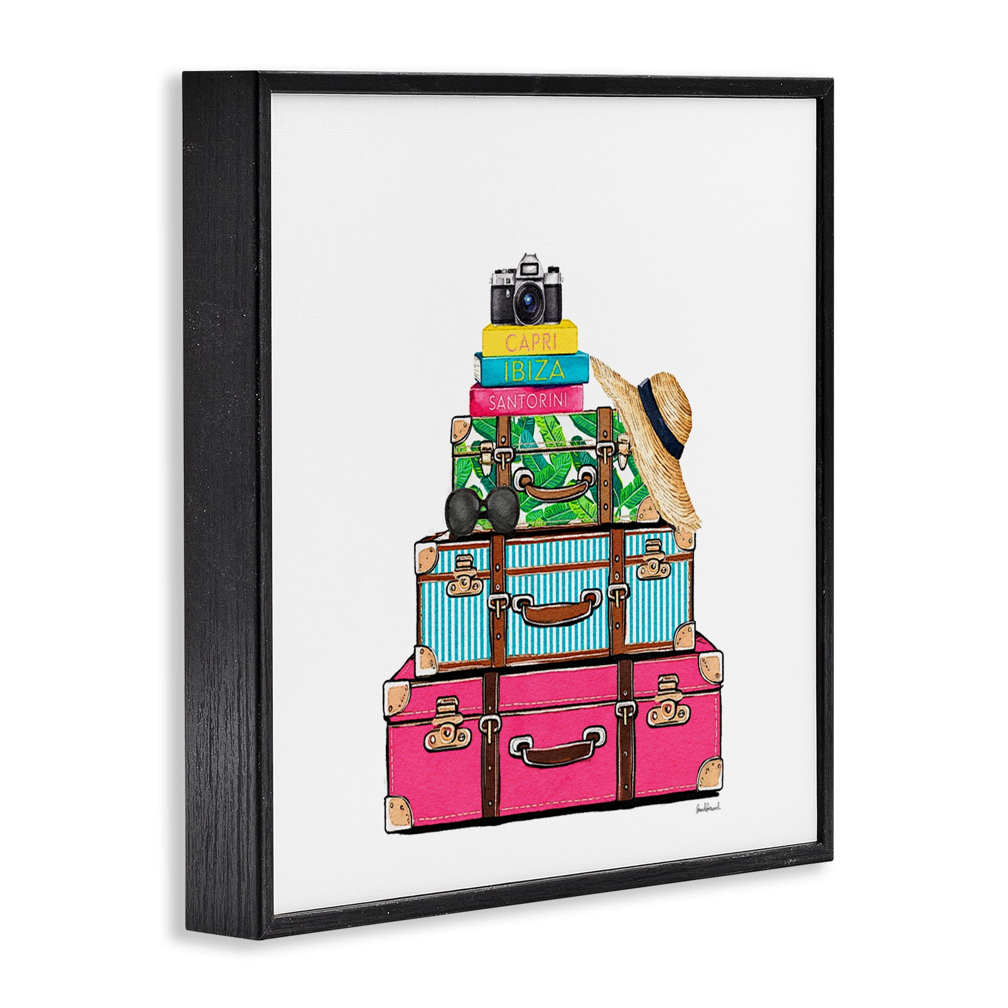 Stupell Industries Glam Travel Suitcases Black Framed Giclee Art, design by Amanda Greenwood