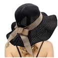 thumbnail image 3 of XINPING Women's Elegant Crochet Straw Hat Packable Bow Tie Wide Brim Cap Foldable Summer UV Protection Beach Hats with Lace Band and Flower, 3 of 6