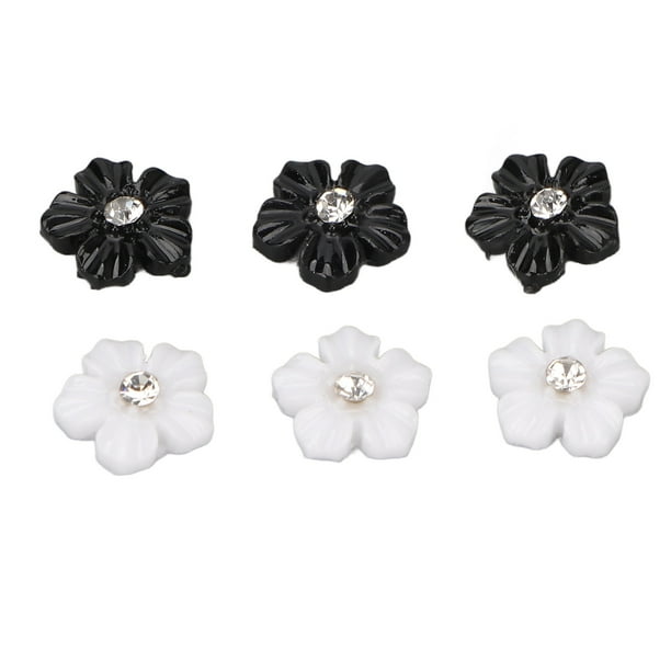 Adornos para decoración de uñas Flores 3D Decoraciones para uñas Resina Hermosa Flor de 5 pétalos en Blanco y Negro Bricolaje para el Trabajo Diario para salón de uñas ANGGREK Otros