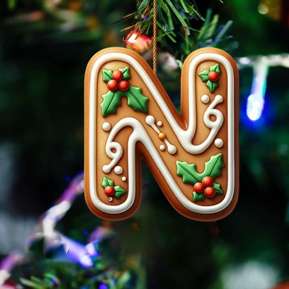 RBCKVXZ 26 Letter Ornaments Christmas Tree Decoration Personalized Christmas Letter Xmas Tree Hanging Pendant Alphabet Letters for Christmas Tree DIY Craft Christmas Gift (N)