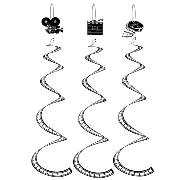 Party Central Club Pack of 36 Black and White Printed Filmstrip Hanging Whirls 30"