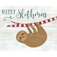 thumbnail image 2 of CAD Designs 32x26 White Modern Wood Framed Museum Art Print Titled - Merry Slothmas, 2 of 4