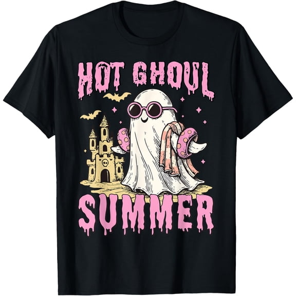 Premium model-Unisex-100% cotton-Summerween Hot Ghoul Summer Funny Cute Ghost Pool Halloween T-Shirt