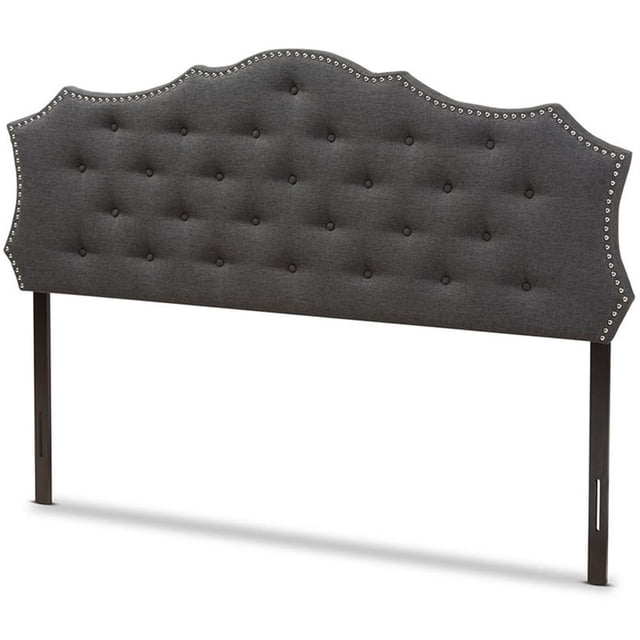 Baxton Studio Aurora Tête de Lit à Panneaux Capitonnée Grand Lit en Gris Foncé