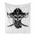 thumbnail image 1 of Skull Smoking Soft Flannel Fleece Blanket, Bearded and Mustached Skeleton Head Wearing Pirate Hat Vintage Image, Cozy Plush for Indoor and Outdoor Use, 50" x 70", White Charcoal Grey, by Ambesonne, 1 of 6