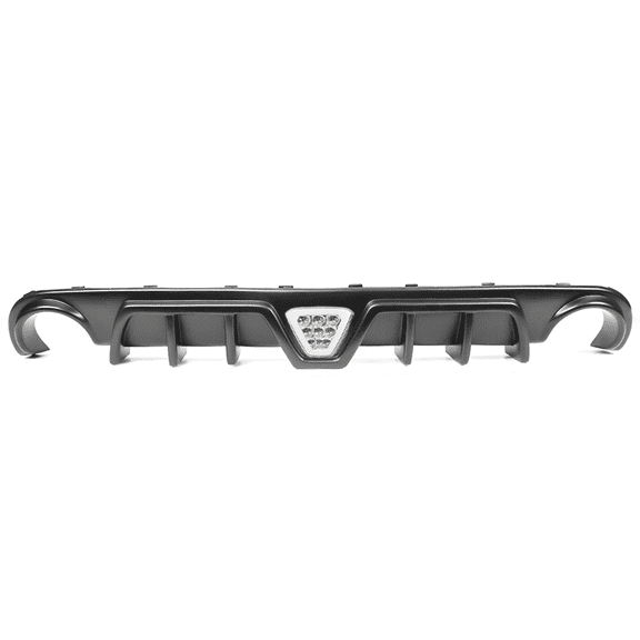 Ikon Motorsports Compatible with 12-14 Chrysler 300 SRT Shark Fin Rear Diffuser Lip with Clear LED Light
