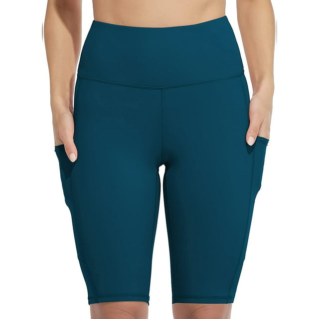Women's Running Biker Shorts with Side Pockets High Waisted