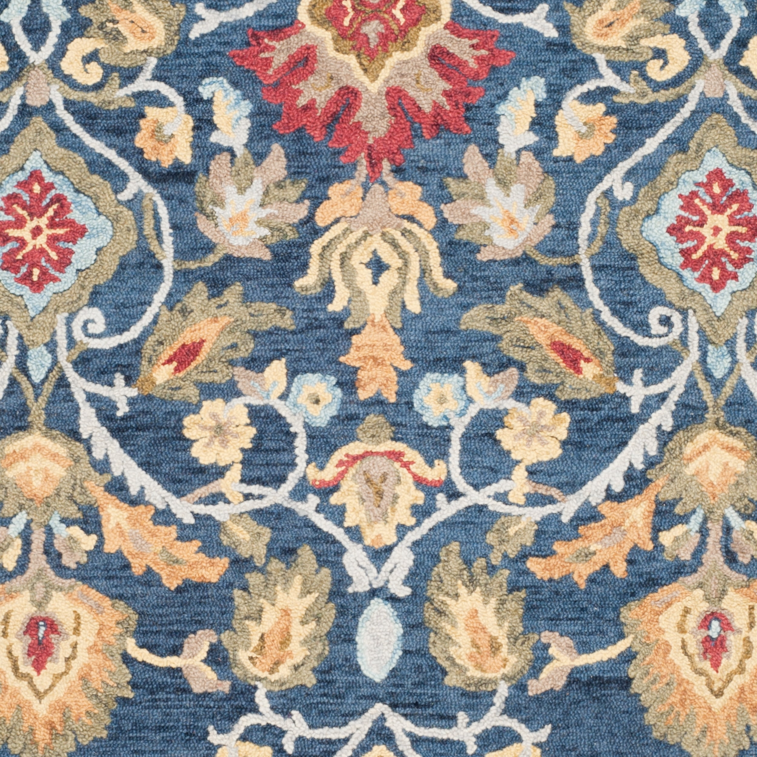 SAFAVIEH Blossom Lennon Floral Wool Area Rug, Navy/Multi, 11' x 15'