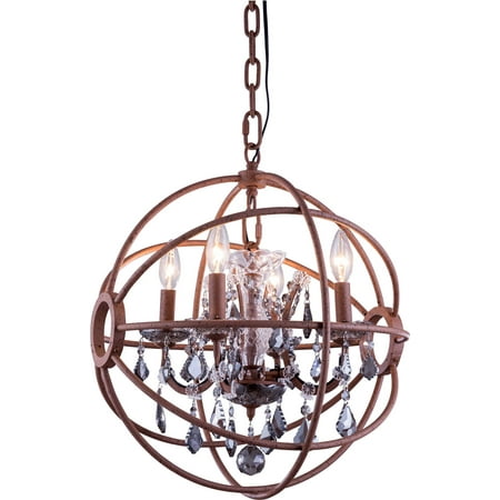 

Pendant Lamp GENEVA 4-Light Clear Crystal Rustic Intent Royal Cut New E1 EL-3093