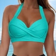 thumbnail image 2 of HCNTES Women's Halter Bikini Top Only without Underwire Swimsuit Top Adjustable Straps Removable Bra Bathing Suit Tops Mint Green,XXL, 2 of 9