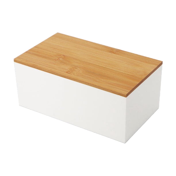 Caja organizadora de maquillaje, versátil, resistente, portátil, para escritorio, almacenamiento de cosméticos Tapa plana blanca