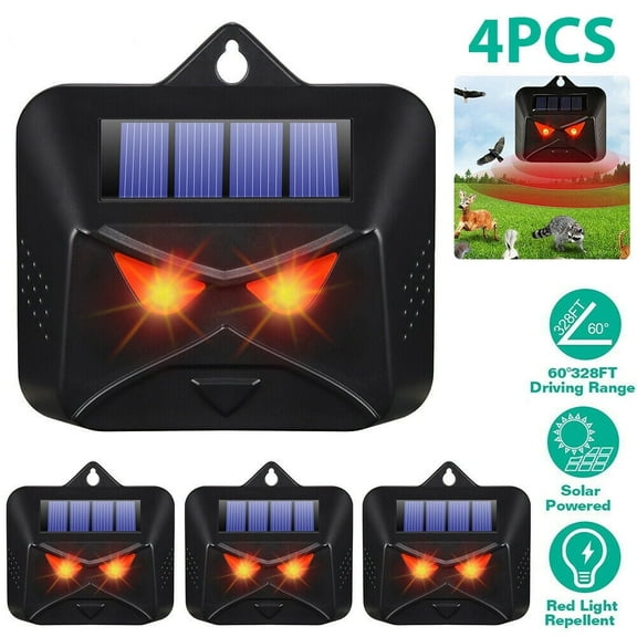 Lycxbfjia 4 X Solar Predator Guard Light Red Led Deterrent Light Night Animal Repeller