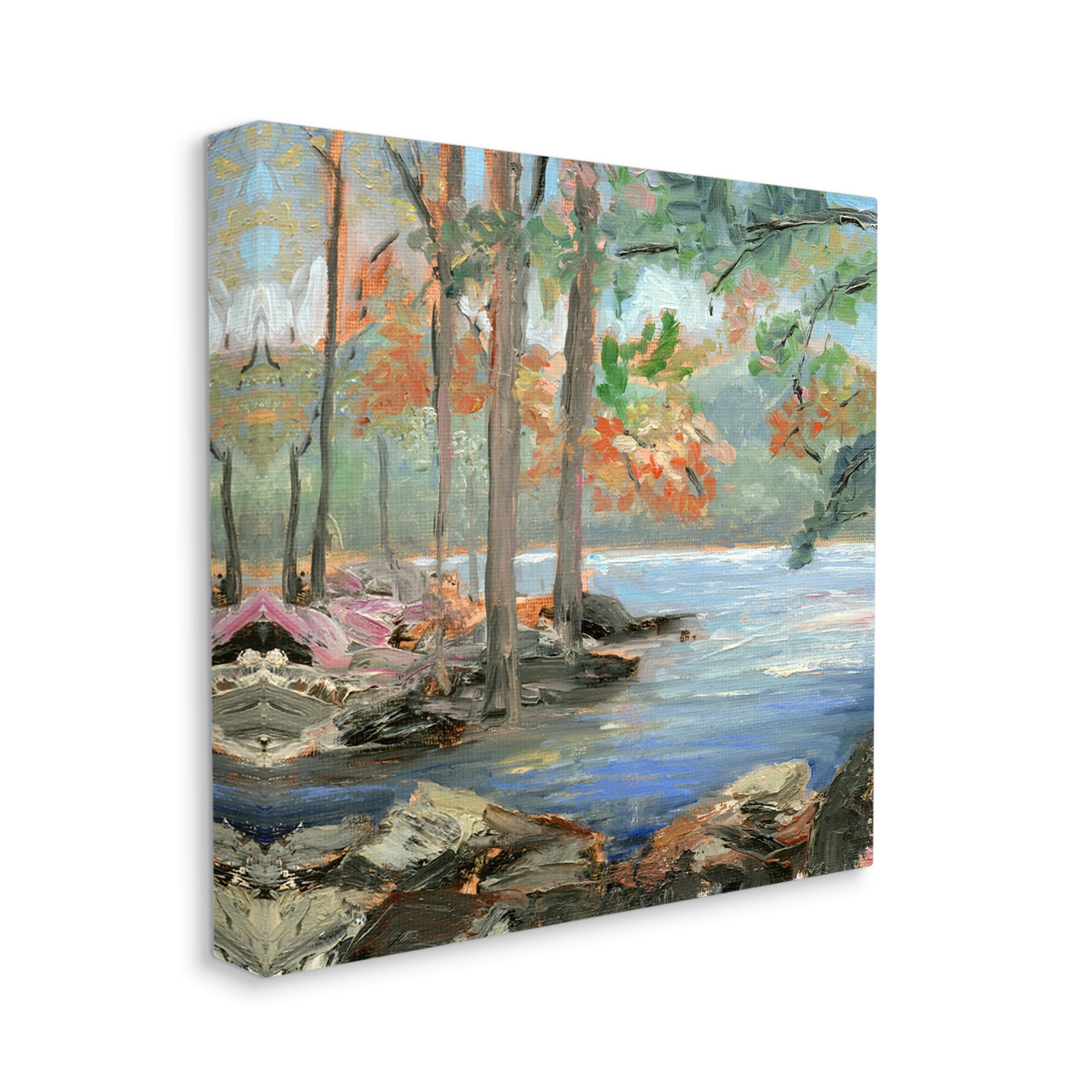 Stupell Woodland Creek Looming Trees Landscape Painting Gallery Wrapped Canvas Print Wall Art