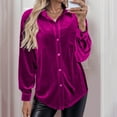 thumbnail image 4 of Mittory Velvet Tops for Women Long Blazer Jackets Long Sleeve Cardigan Jackets Slim Fit Button Down Shirts, 4 of 7