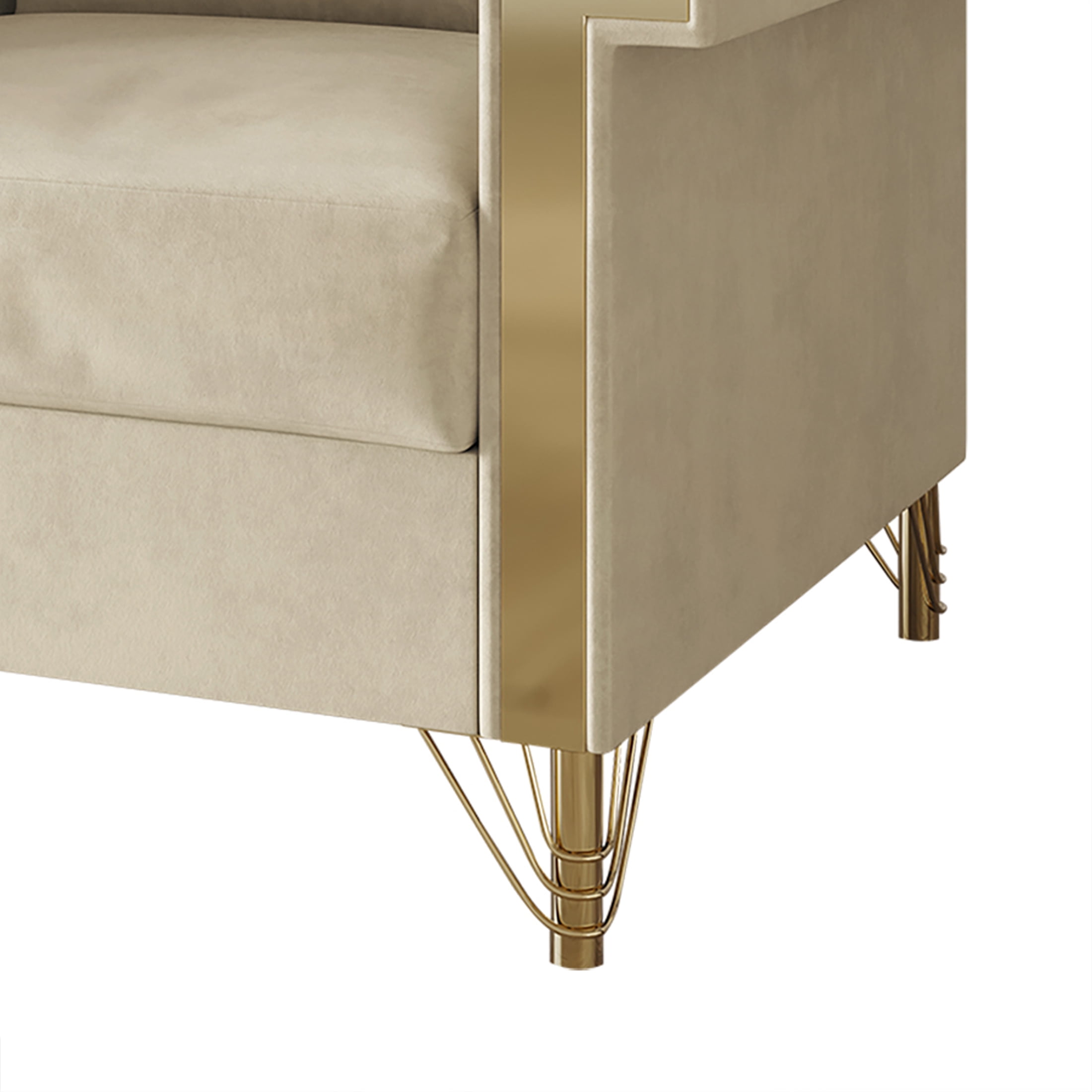 Castle Place Comtemporary Glam Velvet Upholstered Loveseat, Champagne