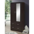 thumbnail image 2 of Hodedah 2 Door Armoire with 2 Drawers Clothing Rod and Mirror in Chocolate Wood, 2 of 6