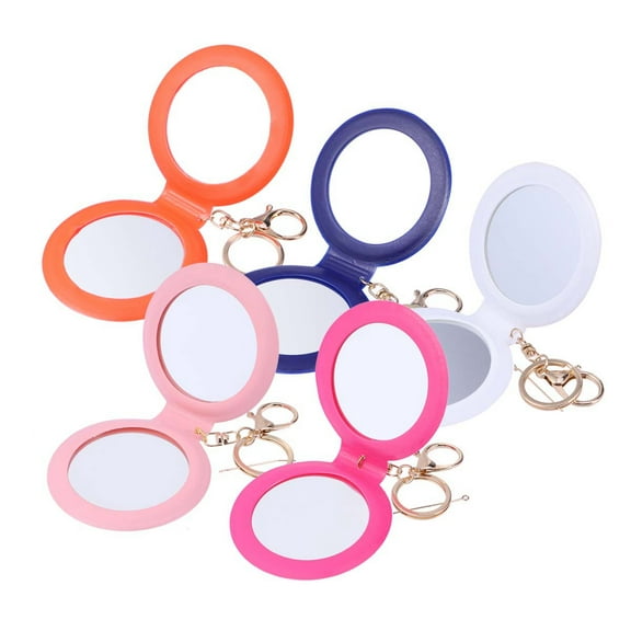 Mini Pocket Makeup Mirror Cosmetic Compact Mirrors Portable Double Sides PU Leather Frame for Women Dark Blue