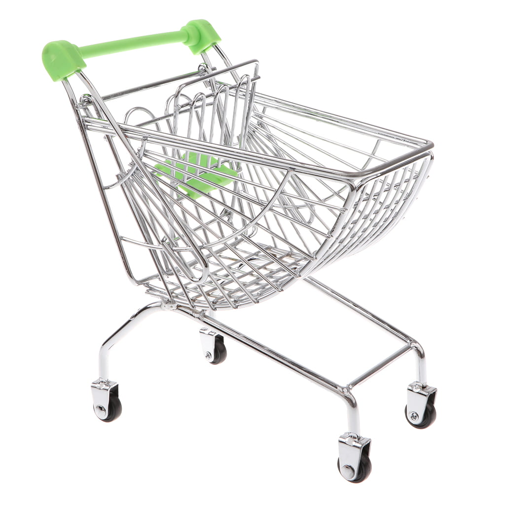 Mini Supermarket Shopping Utility Cart Storage Basket Phone Holder Desk Decor 