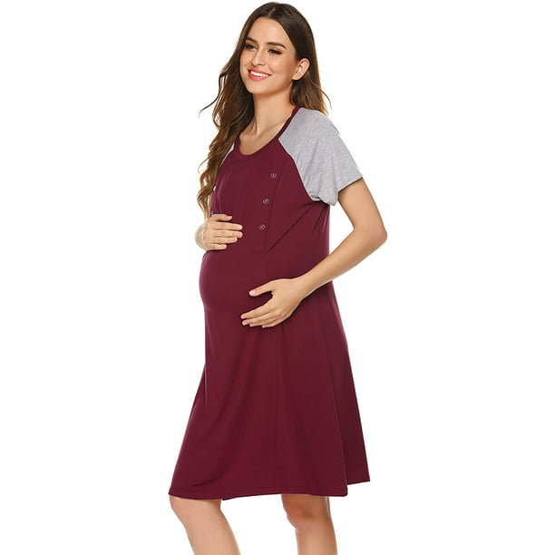 Women Sleepshirts 3 in 1 Labor/Maternity/Nursing Nightgown Short