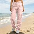 thumbnail image 3 of Maplenight Womens Cargo Pants Elastic Waist Button Hiking Pants Casual Travel Work Trousers with Multi Pockets, 3 of 8
