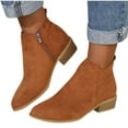 thumbnail image 5 of HAOTAGS Ankle Boots for Women, Low Heel Casual Side Zipper Booties Brown 7, 5 of 9