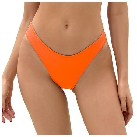 GEWSEY Women s Sexy Cheeky Thong Brazilian Cut Low Rise High Leg Bikini Bottom Red2  L