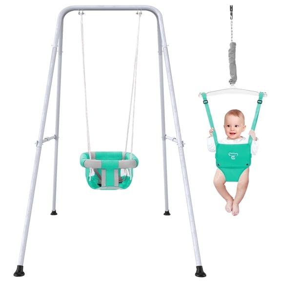 Semoprus 2-in-1 Jumper and Swing, Indoor&Outdoor Swing for 6-24 Months Infant Toddler, Green