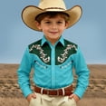 thumbnail image 2 of Gunia Western Cowboy Shirts For Boys Long Sleeve Print Shirt Tops Casual Button Up Blouse Youth Boys Tshirts Sky Blue 6-7 Years, 2 of 4