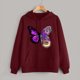 thumbnail image 4 of Sudadera estampada con capucha Gibobby para mujer informal Manga larga （Vino， S), 4 of 4