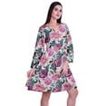 thumbnail image 3 of Moomaya Designer Printed Short Flared Dress Full Sleeve Velvet Tunic Dresses For Women, 3 of 6